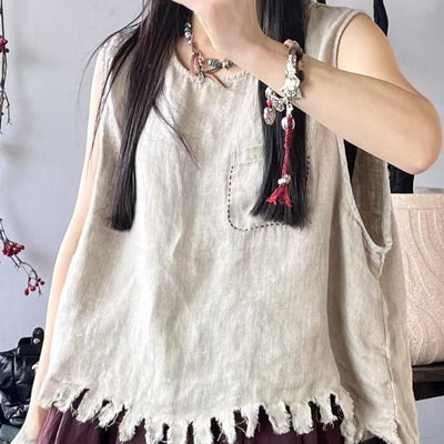 Babakud Summer Vintage Loose Fringe Casual Sleeveless Vest