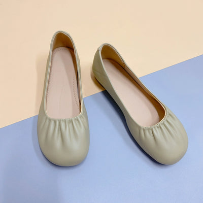Retro Leather Casual Soft Flat Sole Plus Size Slip On Shoes