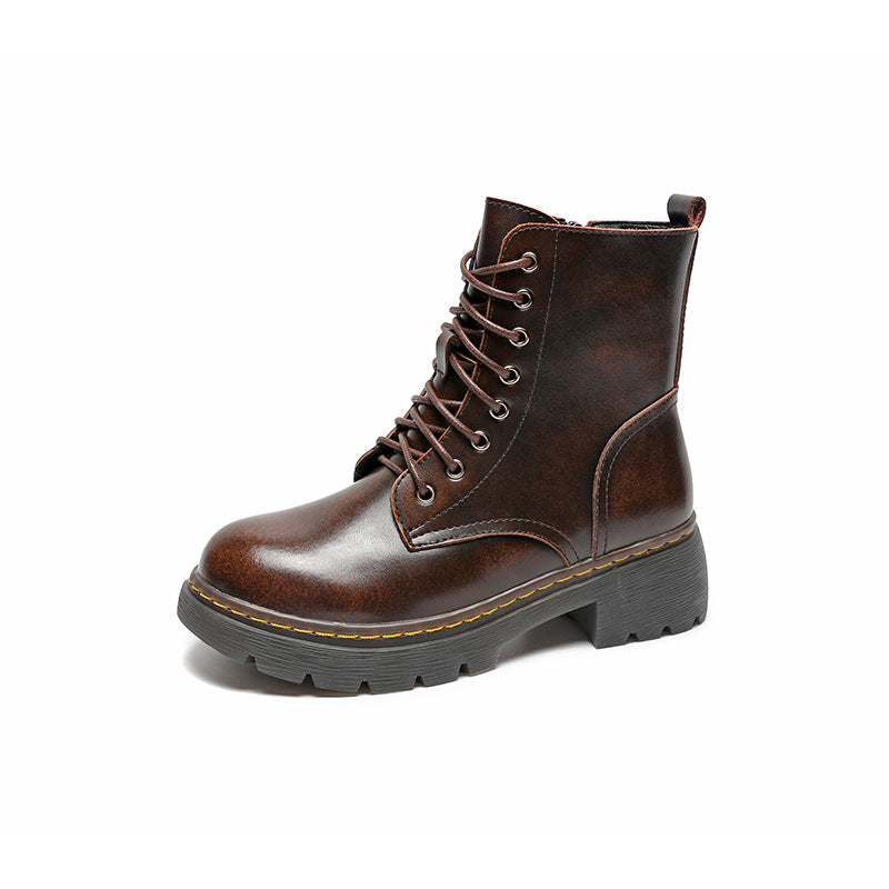 Ladies Vintage Fashion Lace-Up Thick Soled Martin Boots