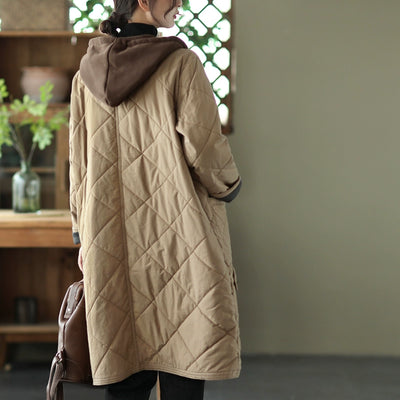 Babakud Winter Cotton Warm Plaid Thick Hoodie Overcoat