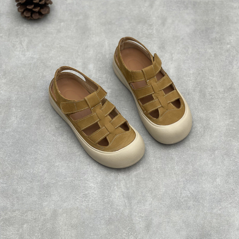 Casual Hollow Breathable Soft Leather Sandals for Women