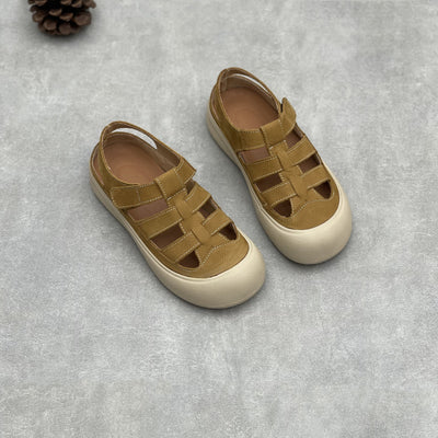 Casual Hollow Breathable Soft Leather Sandals for Women