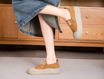 Women Casual Breathable Platform Colorblock Slip-On Shoes