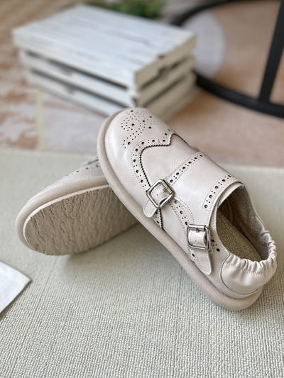 Babakud Women Spring Vintage Leather Slip-On Casual Flats with Buckle Design