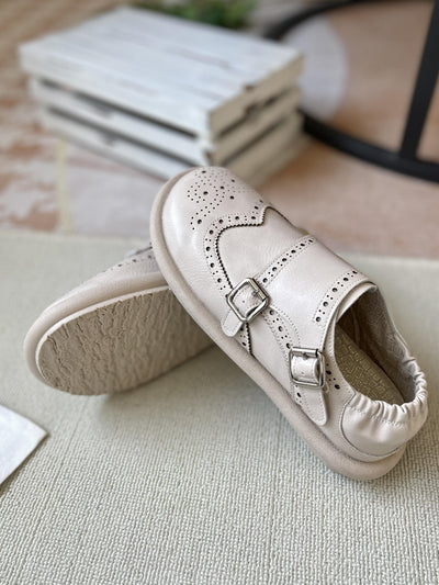 Babakud Women Spring Vintage Leather Slip-On Casual Flats with Buckle Design