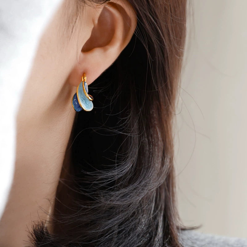 Babakud Women Retro Elegant Blue Earrings