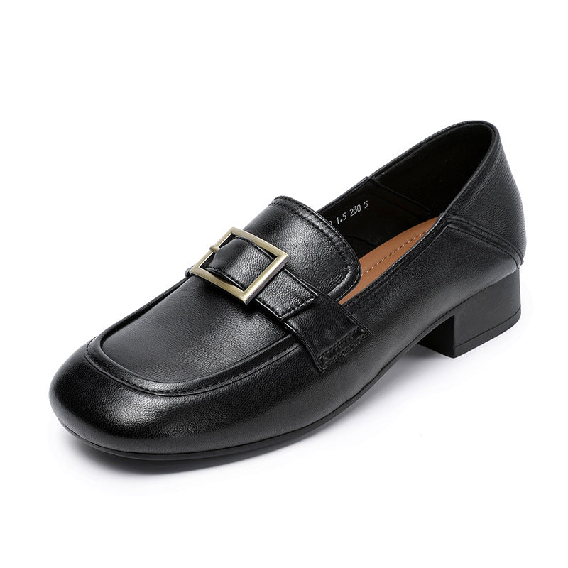 Babakud Women Spring Retro Leather Soft Sole Loafers