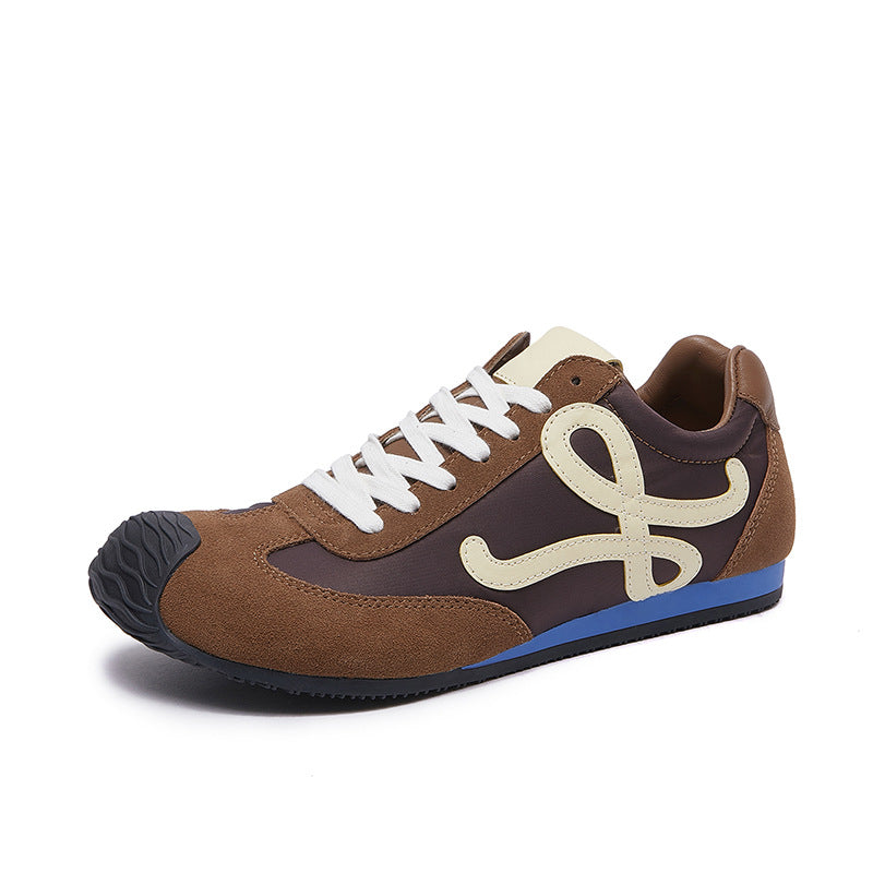 Women Sports Sheepskin Leather Patchwork Soft Sole Sneakers