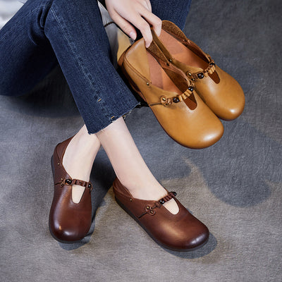 Babakud Women Spring Retro Style Round Toe Slip-On Shoes
