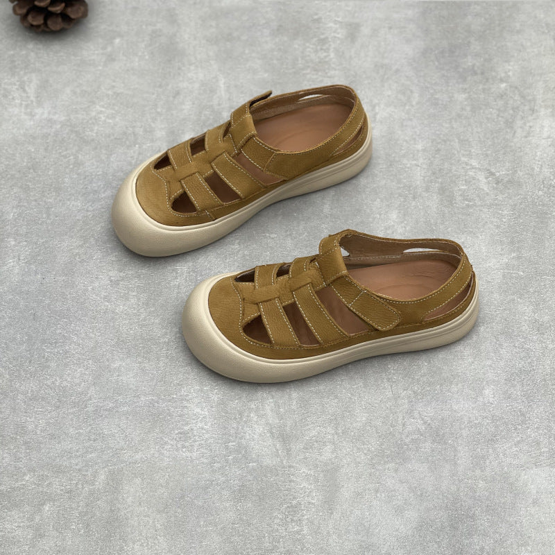 Casual Hollow Breathable Soft Leather Sandals for Women