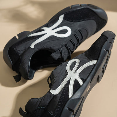 Autumn Retro Casual Leather Patchwork Flat Sole Sports Shoes