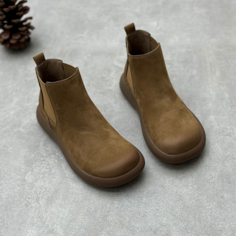 Babakud Women Vintage Minimalist Genuine Leather Chelsea Boots