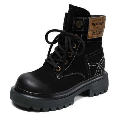 Lace-Up Trendy Retro Leather Martin Boots for Women