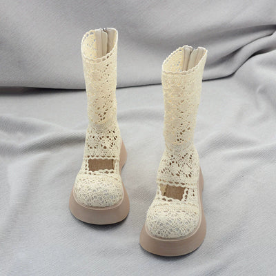 Women Summer Mesh Hollow Breathable Thick Sole Boots