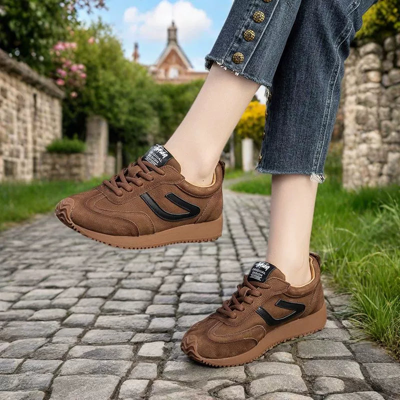 Genuine Leather Casual Sports Patchwork Soft Sole Sneakers