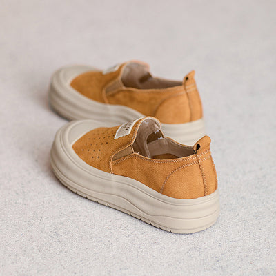 Women Casual Breathable Platform Colorblock Slip-On Shoes