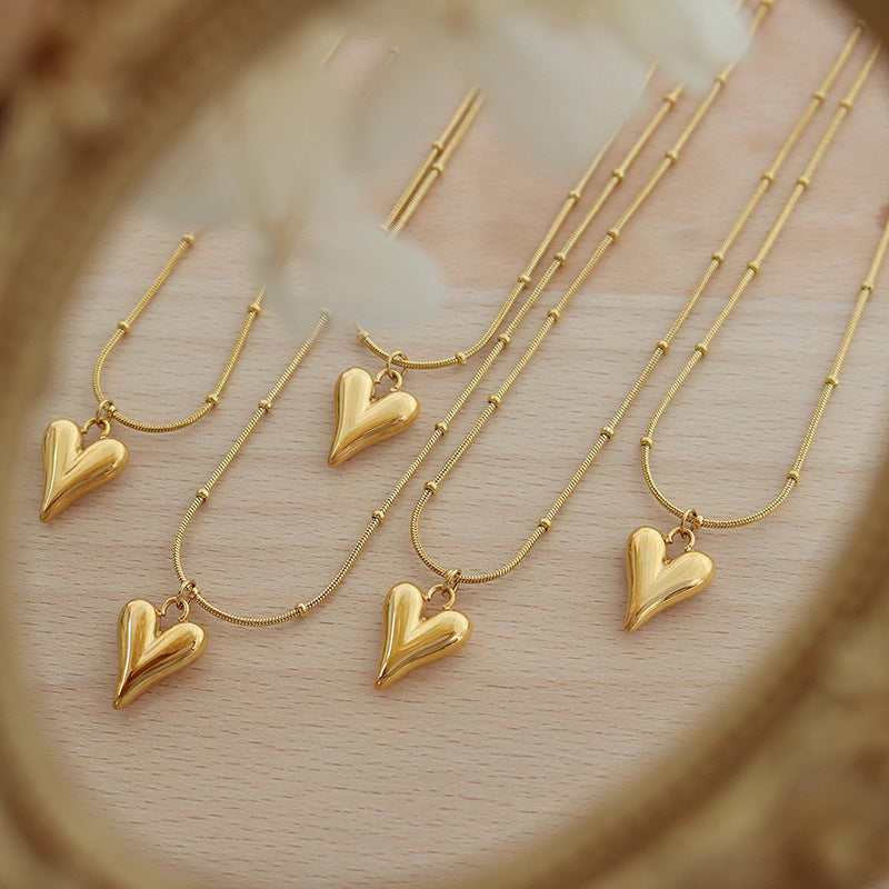 Babakud Women Minimalist Heart Pendant 18K Gold Necklace
