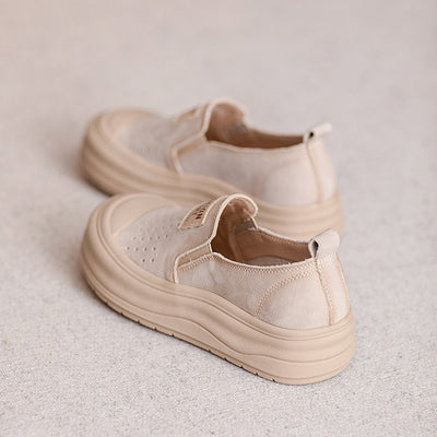 Women Casual Breathable Platform Colorblock Slip-On Shoes