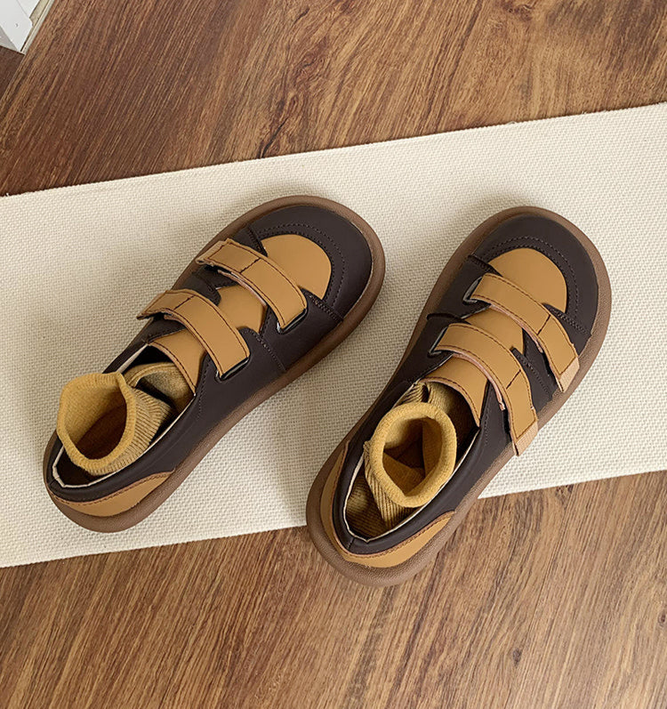 Women Retro Soft Soled Contrast Color Flat Casual Shoes