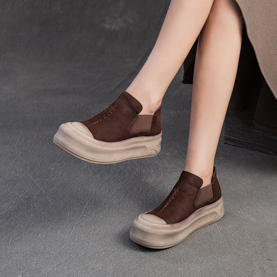 Women Spring Old-Fashioned Retro Comfortable Platform Slip-Ons