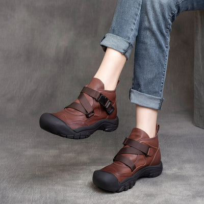 Women Comfortable Buckle Soft Sole Leather Casual Shoes