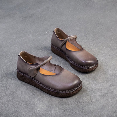 Vintage Top Genuine Leather Shallow Soft Flat Sole Sandals
