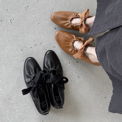 Elegant Sheepskin Leather Pointed Toe Lace-Up Chunky Shoes