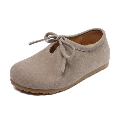 Women Lace Up Genuine Leather Suede Moccasins Casual Shoes
