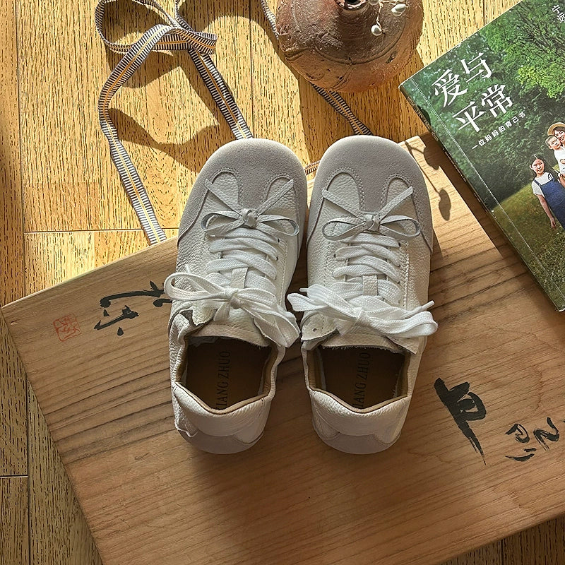 Women Leather Sueded Patchwork Sports Versatile Sneakers