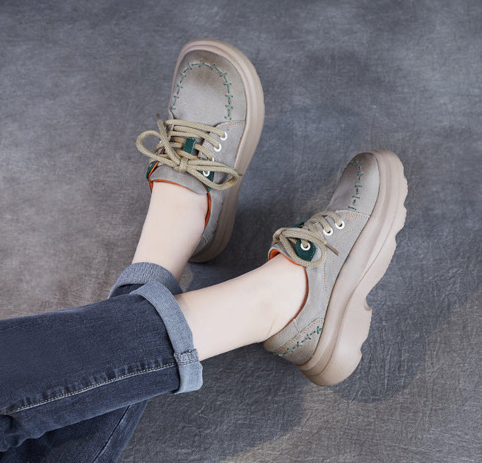 Fashion Lightweight Thick Soled Lace-Up Casual Shoes for Women