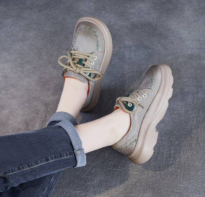 Fashion Lightweight Thick Soled Lace-Up Casual Shoes for Women