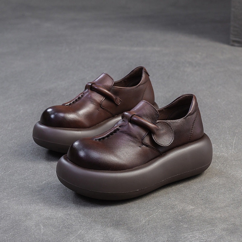 Women Spring Retro Leather Comfortable Platform Casual Shoes – Babakud