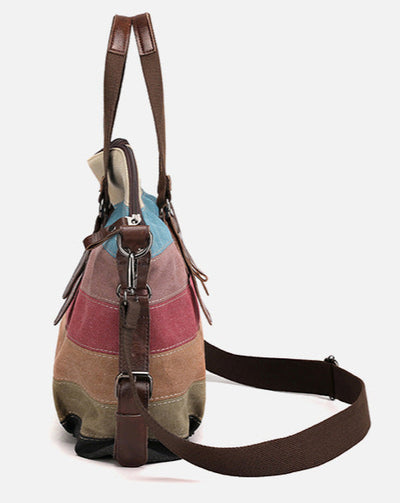Fashion Striped Large Capacity Canvas Crossbody Shoulder Bag