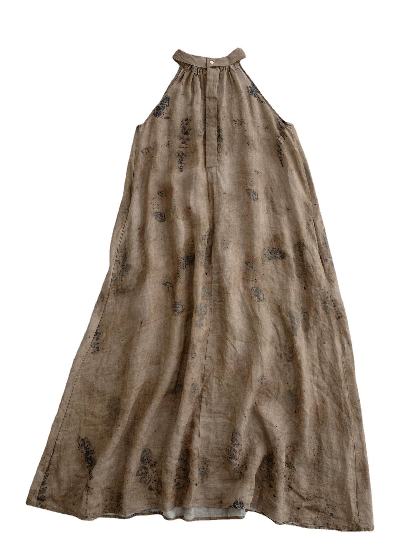 Summer Retro Ramie Distressed Sleeveless A Line Dress