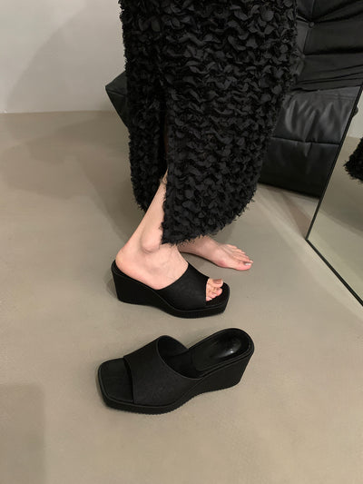 Women Summer Casual PU Platform Open Toe High Heel Shoes