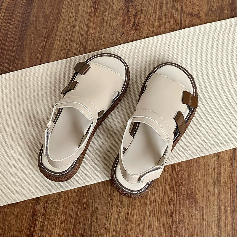 Babakud Retro Summer Thick Sole Open Toe Hallow Sandals