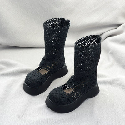 Women Summer Mesh Hollow Breathable Thick Sole Boots