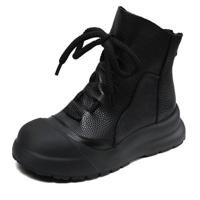 Casual Retro Drawstring Leather Ankle Boots for Women