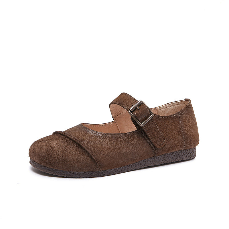 Babakud Vintage Casual Leather Round Toe Soft Sole Flats
