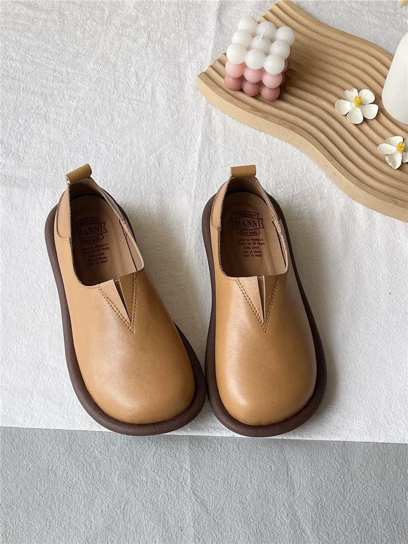 Babakud Retro Top Leather Soft Sole Slip-On Loafers Shoes