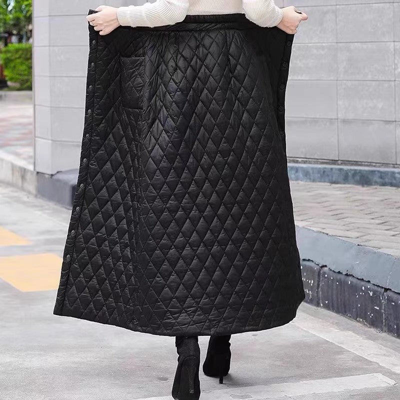 Thickened Warmth Quilted Button Down Pencil Skirts
