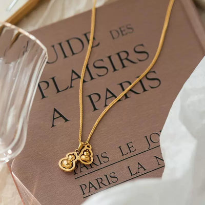 Women Vintage Fashionable Gold Gourd Necklace