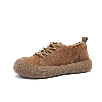 Top Genuine Leather Casual Platform Soft Sole Lace Up Shoes
