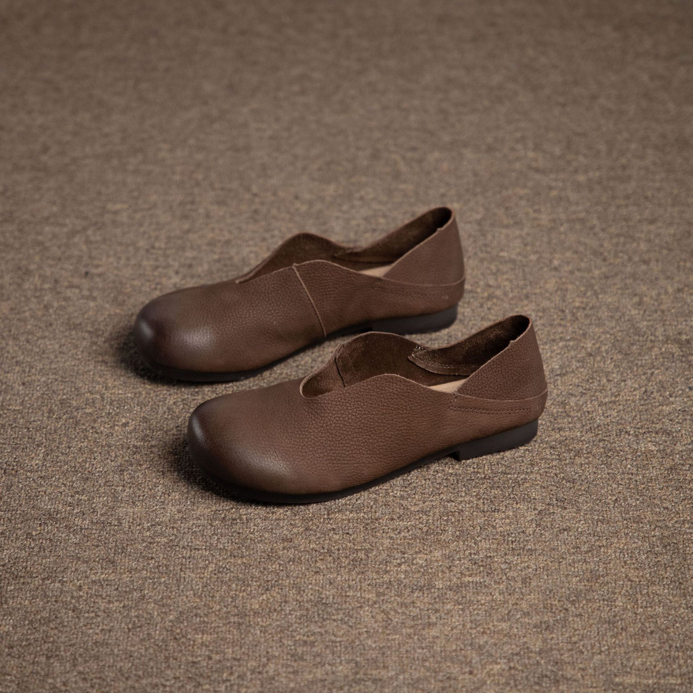Women’s Retro Soft Leather Slip-On Flats In Genuine Cowhide For Summer