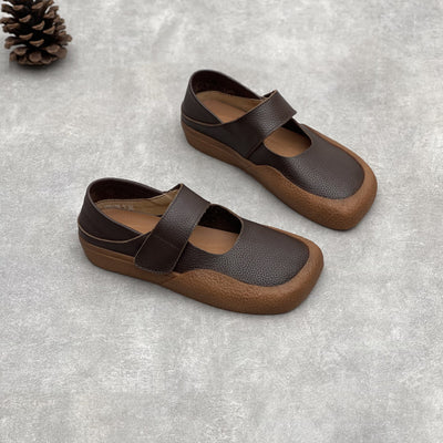 Color Block Square Toe Comfy One-Strap Walking Shoes for Women