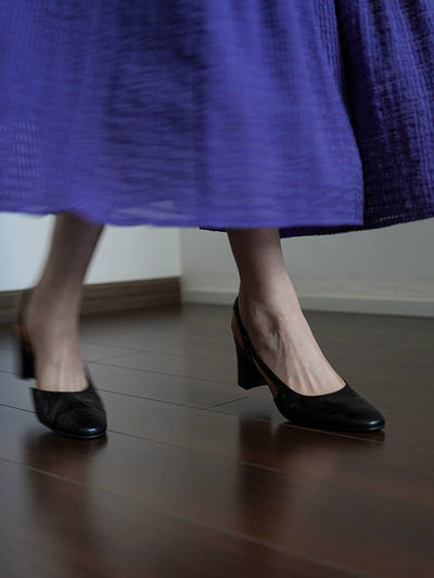 Elegant Sheepskin Leather Shallow Versatile Chunky Shoes