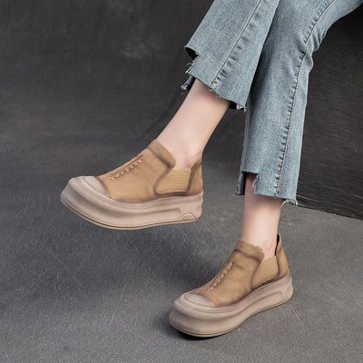 Women Spring Old-Fashioned Retro Comfortable Platform Slip-Ons
