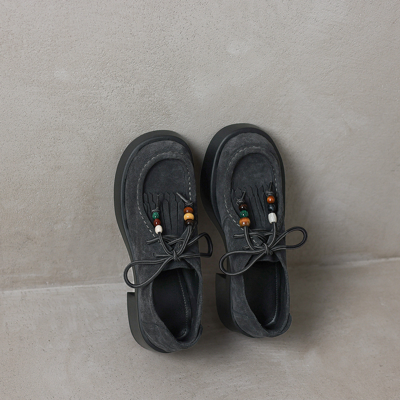 Women Casual Genuine Leather Lace-Up Loafer Flat Shoes