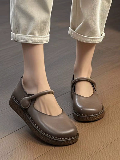 Vintage Top Genuine Leather Shallow Soft Flat Sole Sandals