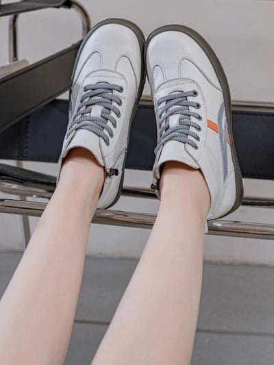 Women Casual Leather Patchwork Sports Lace-Up Boots